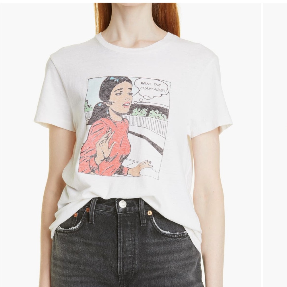 Re/Done But Wait the Champagne Tee in Vintage White